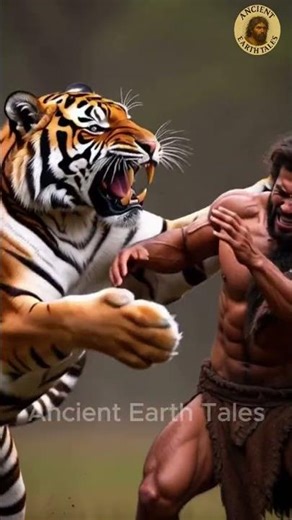 A Tiger attack to the Prehistoric man