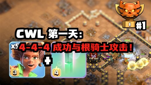 [中配]CWL 第一天：4-4-4 成功与根骑士攻击！ - Big Country - Clash of Clans