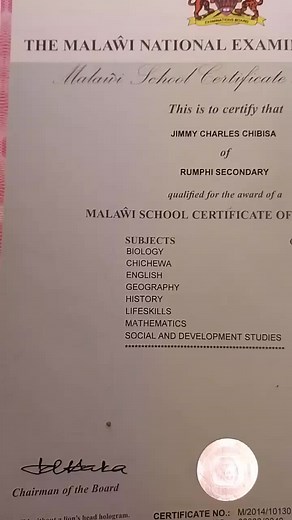 Top Student Certificate - Jimmy Charles Chisima