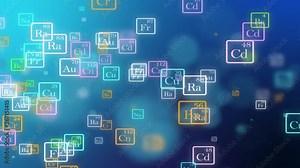 Periodic table of elements animation. Loopable. Blue. Two colors to choose.