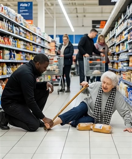 When a 90-Year-Old Woman Fell at the Store, Most Walked Past — Until One Man’s Simple Act of Kindness Changed Everything. The automatic doors sighed open and a ninety-year-old woman stepped into the supermarket, gripping a weathered cane like a lifeline. Each step cost her effort. Her back protested. Her knees trembled. But the list in her pocket—bread, butter, tea, soup—felt non-negotiable. She had always done for herself, even now, even alone. Crowds swelled through the store, baskets knocking