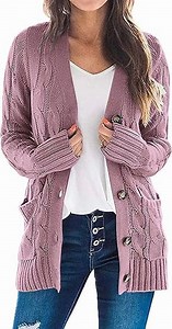 PRETTYGARDEN Women's Open Front Cardigan Sweaters Fall Fashion Button Down Cable Knit Chunky Winter Outerwear Coats