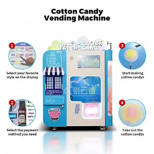 [Hot Item] Cotton Candy Fairy Floss Vending Machine with Coin Bill Credit Card Acceptor