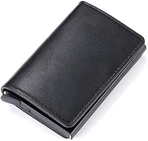 Black Leather Mens Wallet RFID Blocking Purse Slim ID Credit Card Holder