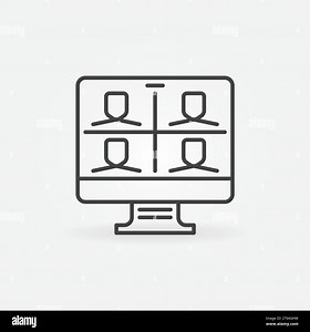 Computer Video Conference outline icon. Vector PC Screen with People vector concept symbol. Digital Communication line sign Stock Vector Image & Art - Alamy