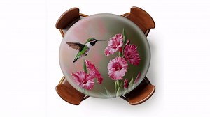 Round Fitted Tablecloth with Elastic Outdoor Tablecloth for 45" - 56" Tables Waterproof Round Table Cover for Indoor Dinner, Picnic, Camping, Yard (Hummingbird)