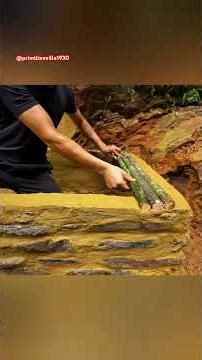 Cozy Primitive Bushcraft Cabin Build 🔥 #bushcraft #primitive #cabinbuild #survival #wilderness