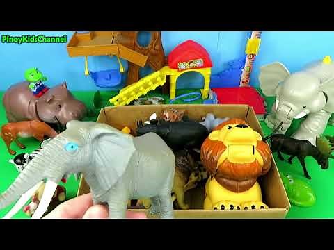 Box Full Of Toys Wild Zoo Animals For Babies Learn Animal Names and Sounds For Kids Toddler Fun Play