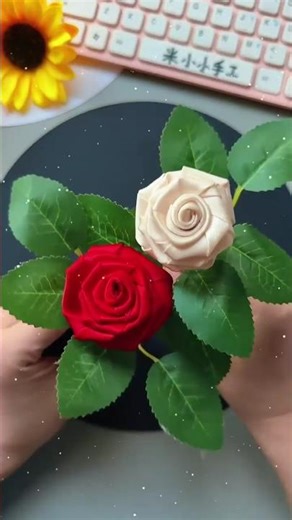 The Perfect Asthetic Rose DIY With Ribbon🎗️( No Sew)✨#diy #ribbon #beautifulroses #handmaderoses