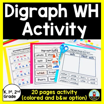 WH Digraph Activity - Posters, Flashcards, Worksheets, Reading Passages