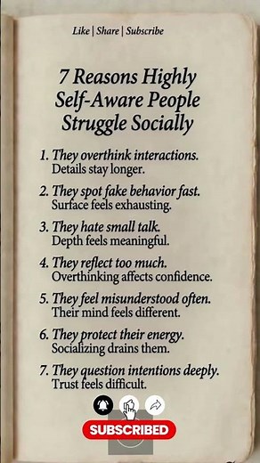7 Reasons Highly Self-Aware People Struggle Socially #selfawareness #mindset