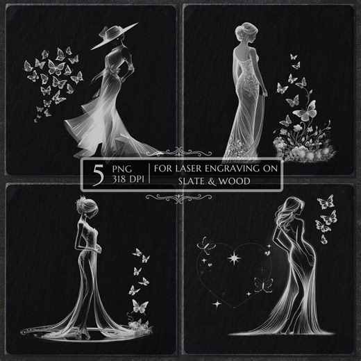 A Woman in Love Laser Engraving Files, Laser Burn PNG, Slate Coaster Design, CNC Router Files, Glowforge Lightburn Ready - Etsy