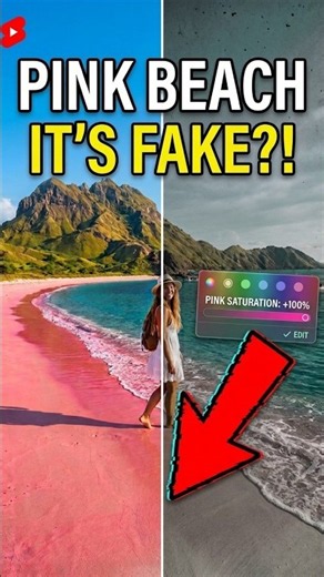 Pink Beach is Fake?! 😱#explore #nature #travel