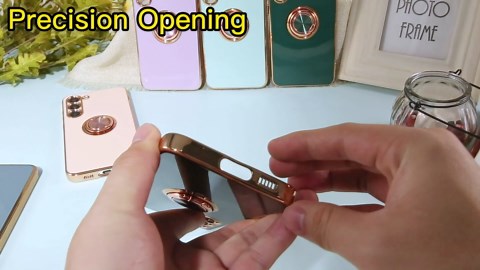 for Samsung Galaxy S23 Case with 1 Screen Protector, Built-in 360° Rotation Ring Holder Magnetic Stand, Luxury Shiny Plating Edge Shockproof Electroplated Protective Phone Cover (Mint/Golden)