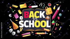 Back to school animation Comic book cartoon Background education concept. Motion Graphics Animation