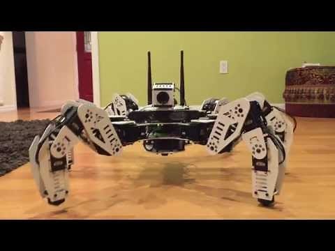 ROS Hexapod Robot called "Golem" - IMU body auto leveling (speech enabled)