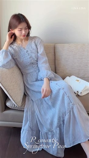 Lina Lina on Instagram: "🩵來一款仙氣飄飄的春季洋裝🔜 https://linalinadress.cc/WHNNp 溫柔又顯白的藍色洋裝絕對是首選🫶🏻 布料也細緻的非常舒服 穿上去身材比例還會非常好看 S-L都可以穿喔😍 #linalina #LinaLina #春裝 #洋裝 #穿搭"
