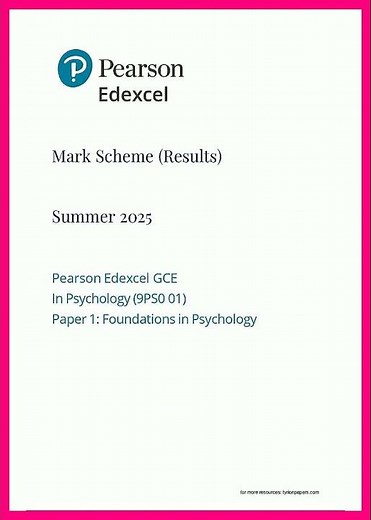 a level edexcel 2025 psychology paper 1 mark scheme video