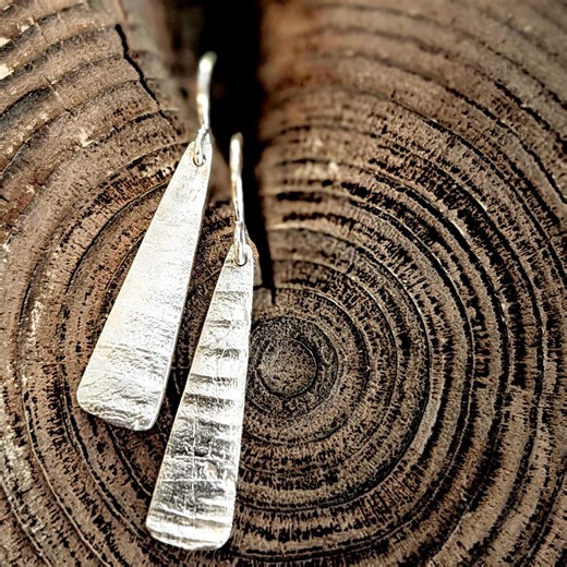 Sterling Silver Pine Print Earrings | Tree Print - Etsy