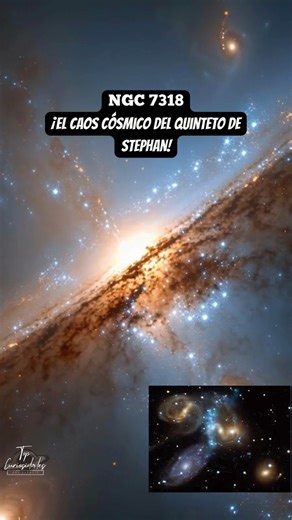 💥 NGC 7318: El caos cósmico del Quinteto de Stephan💥 En la constelación de Pegaso, a unos 290 millones de años luz, se desarrolla una de las escenas más dramáticas del universo: el Quinteto de Stephan. El epicentro del caos es NGC 7318, un par de galaxias (A y B) atrapadas en una colisión violenta. 🔥 ¿Qué está pasando allí? 🚀 Velocidad extrema: Una de ellas atraviesa el grupo a más de 3 millones de km/h. 💥 Ondas de choque: El gas interestelar choca con tal fuerza que genera ondas gigantesca