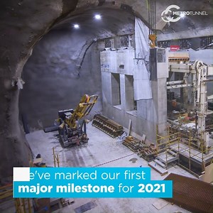 After tunnelling 1km from Parkville Station, the Metro Tunnel's TBM Meg has broken through at State Library station. Take a look. | Jacinta Allan