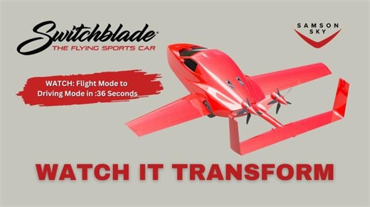 WATCH the Switchblade Flying Sports Car Transform | New Folding Wing Tail Design | Samson Sky