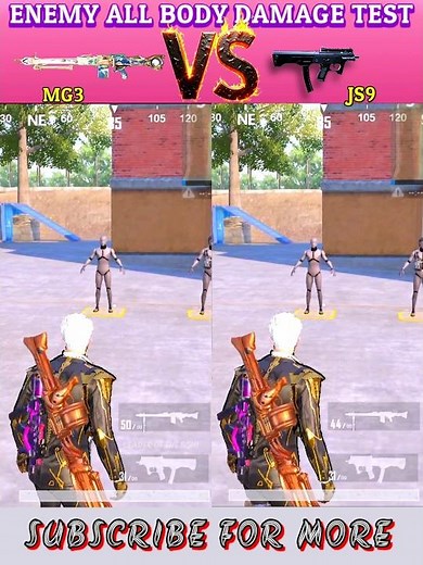 JS9 vs MG3: Enemy All Body Damage Test! 😱🔥 #shorts #pubgmobile