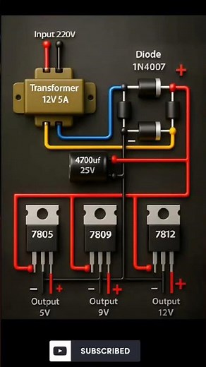 Multi Voltage Power Supply Circuit | 5V 9V 12V Regulator DIY Electronics Project