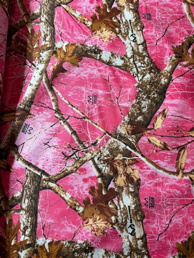 Realtree Timber Fabric by David’s Textiles. Pink With Trees and Leaves, Cotton, Sold by the Yard, Quilting Fabric, Sewing, Hunting Fabric - Etsy