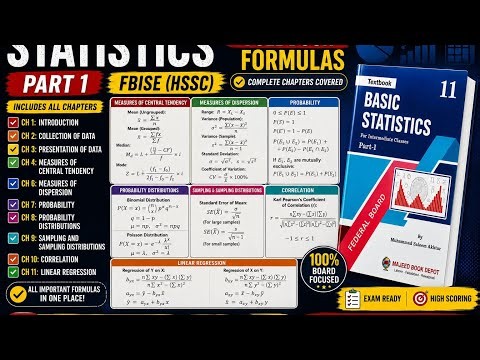 Statistics Part 1 Full Book Formulas | FBISE HSSC 2026