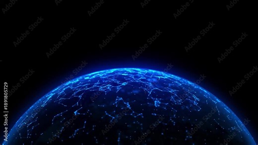Wife Warless World Network Internet Earth Cyber Security Broadband Space Ai Networking System with Plexus Glow Lines, Wave Connection Particles Dots Digital Network Communication Technology