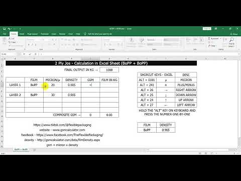 BoPP + BoPP 2 Ply Job Calculation in Flexible Packaging