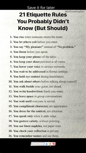 21 Etiquette Rules You Never Knew | Social Etiquette That Can Change Your Life #english #learning