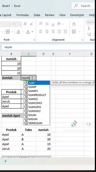 Tips Menggunakan SUMIF dan SUMIFS di Excel