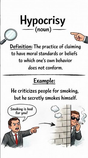 Hypocrisy Meaning Explained 🔥 | Stop Being a Hypocrite! 🤯 #Vocabulary #EnglishWords #YouTubeShorts