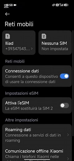 #xiaomi attivare e-sim