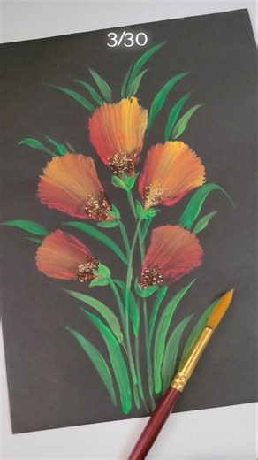 Day 3, one stroke flower painting/ Beginner Friendly painting/ Easy painting