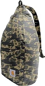 Carhartt Durable Sling Bag, Crossbody Backpack with Side Release Buckle, Tablet Sleeve and Adjustable Strap, Blind Duck Camo