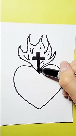 Cómo Dibujar un Corazón con ESPINAS- Como Dibujar el Sagrado CORAZON de JESÚS con llamas