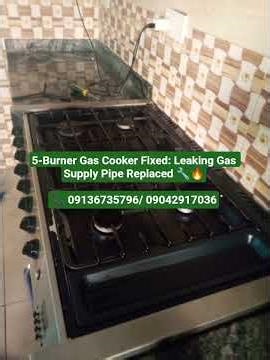 5-Burner Gas Cooker Fixed: Leaking Gas Supply Pipe Replaced 🔧🔥