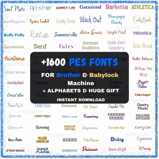 1600  Machine Embroidery Font Designs Size 1 to 3 Inch – PES Format for Brother & Babylock (instant Download) - Etsy