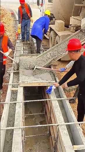 Concrete pouring process into formwork