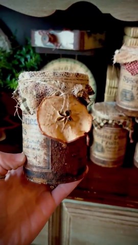 Primitive Pantry Can Decor | Vintage General Store Style | Spiced Dried Fruits Can | Rustic Farmhouse Shelf Decor | Cinnamon Spice Can - Etsy