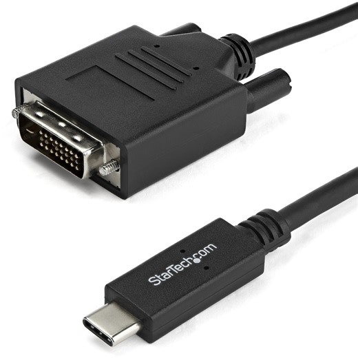 StarTech 3.3 ft / 1 m USB-C to DVI Cable - USB Type-C Video Adapter Cable - 1920 x 1200 - Black