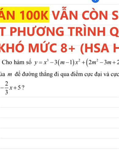 TÀ ĐẠO VIẾT PHƯƠNG TRÌNH QUA 2 ĐIỂM CỰC TRỊ KHÓ CHỨA M MỨC 8 (HSA) #CASIO #hanoi #2K9XPS #HSA #THPT #2K9