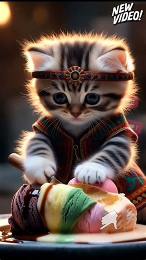 Cute Cat ASMR: Ice Cream & Strawberry Meow 🍦🍓