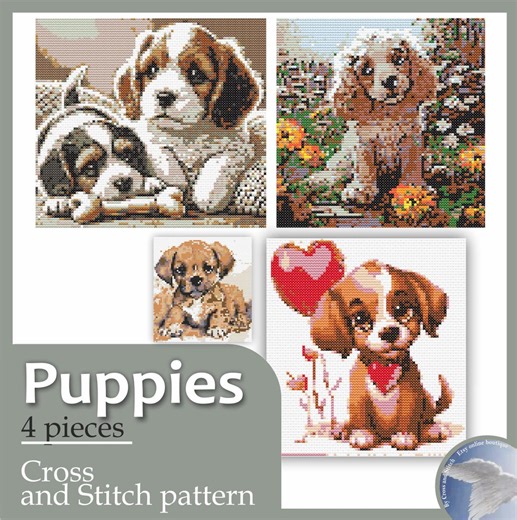 Puppy Dog Cross Stitch Pattern: Embroidery Instruction (PDF Pattern) - Etsy Canada