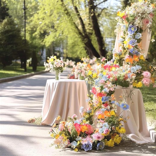 Ships From Houston | Wildflower-inspired Spring Wedding Flower Runner, Artificial Floral Table Arrangement, Party Stage Decor Centerpiece - Etsy
