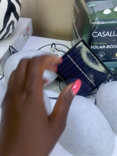 X-UK Household Haven on Instagram: "Ksh 1500 - Sold🌸 Solar Stone String Light set (5 LED-Steine Solar-Bodenlichterkette), designed for decorative outdoor use. Features 5 decorative LED lights shaped like natural stones that blend into garden or path landscapes. Completely solar-powered with an included external solar panel, requiring no wiring or external electricity."