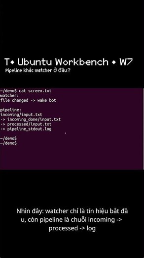 T• Pipeline khác watcher ở đâu | Bonus (Ubuntu Workbench) #ubuntu #terminal #python #linux #code
